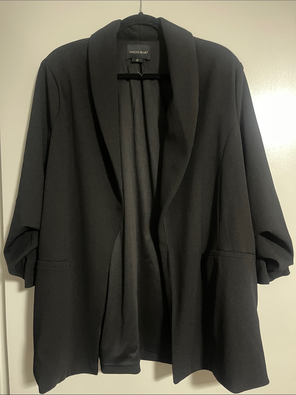 Gabriela Hearst-Inspired Black Open-Front Blazer